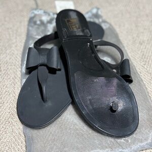 Elegant Black Bow Sandals